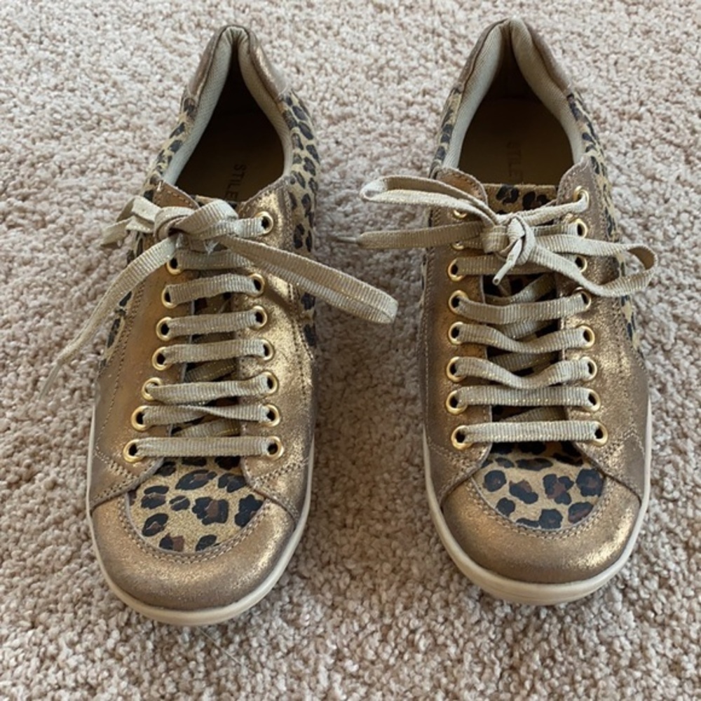 Leopard Print Mixed Media Stiletto Sneakers EU 37